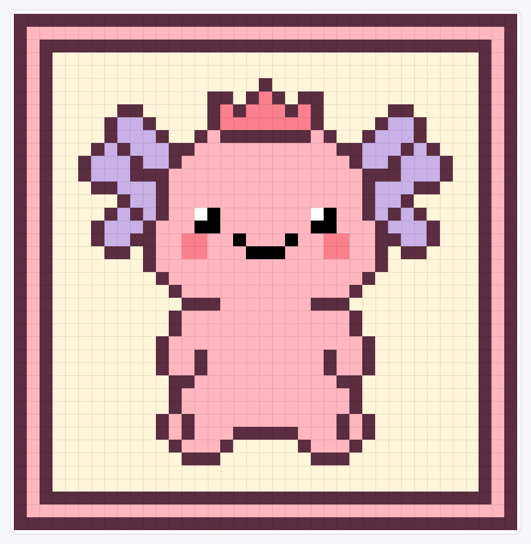 Kawaii Axolotl Crown — 40×39 loom bead pattern chart