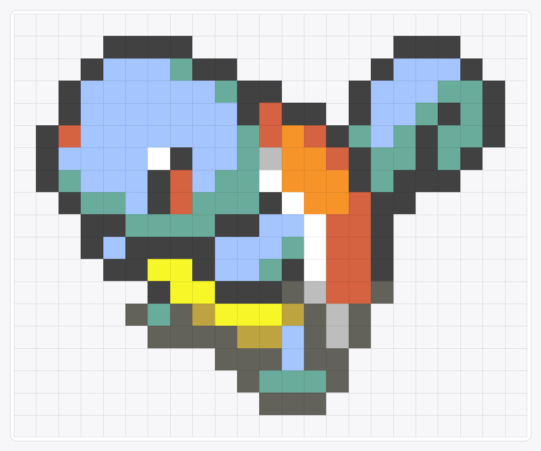 #007 Squirtle Icon — 19×23 loom bead pattern chart