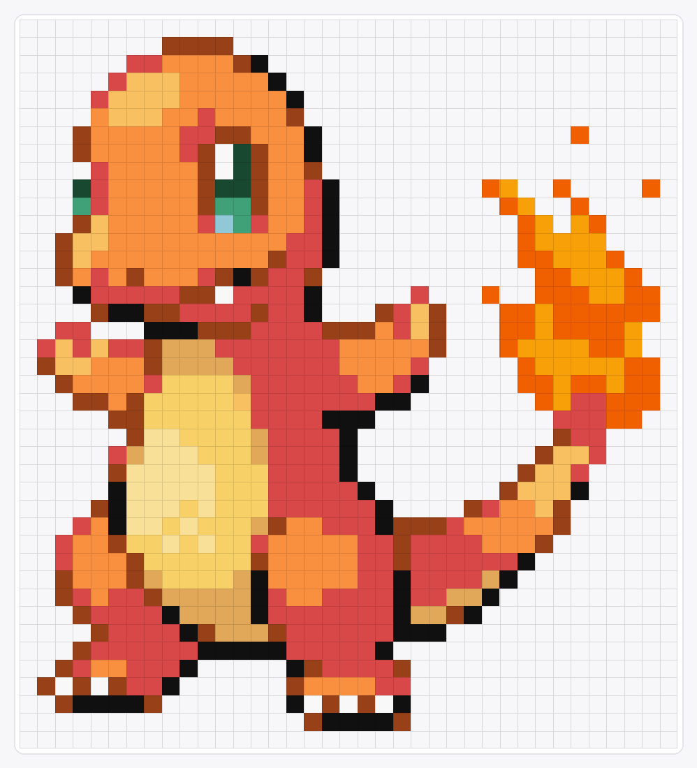#004 Charmander — 41×37 loom bead pattern chart