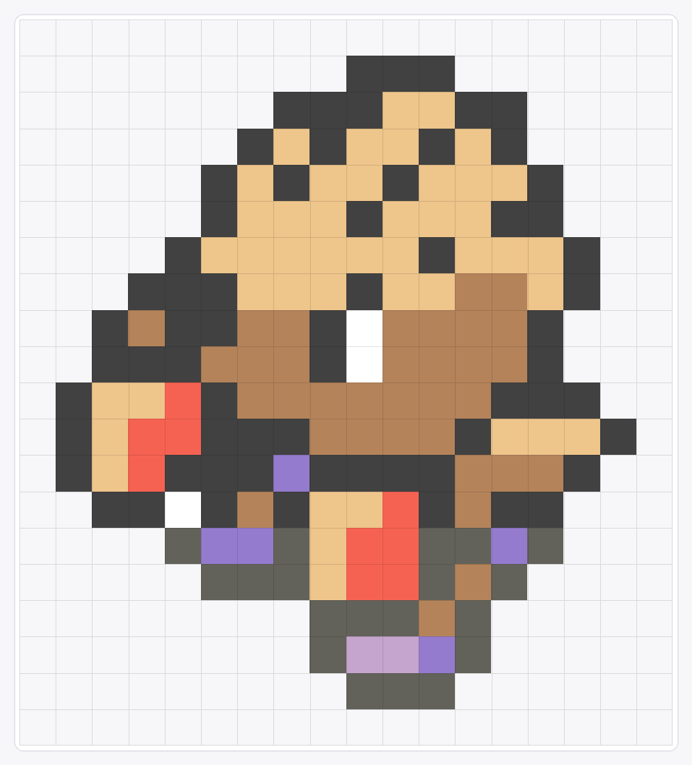 #107 Hitmonchan Icon — 20×18 loom bead pattern chart