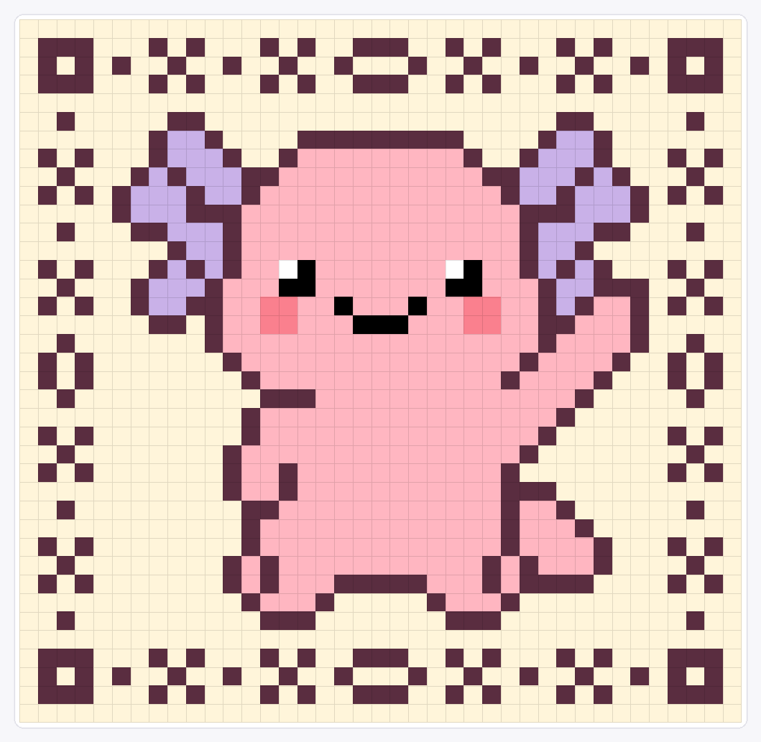 Kawaii Axolotl Waving — 38×39 loom bead pattern chart