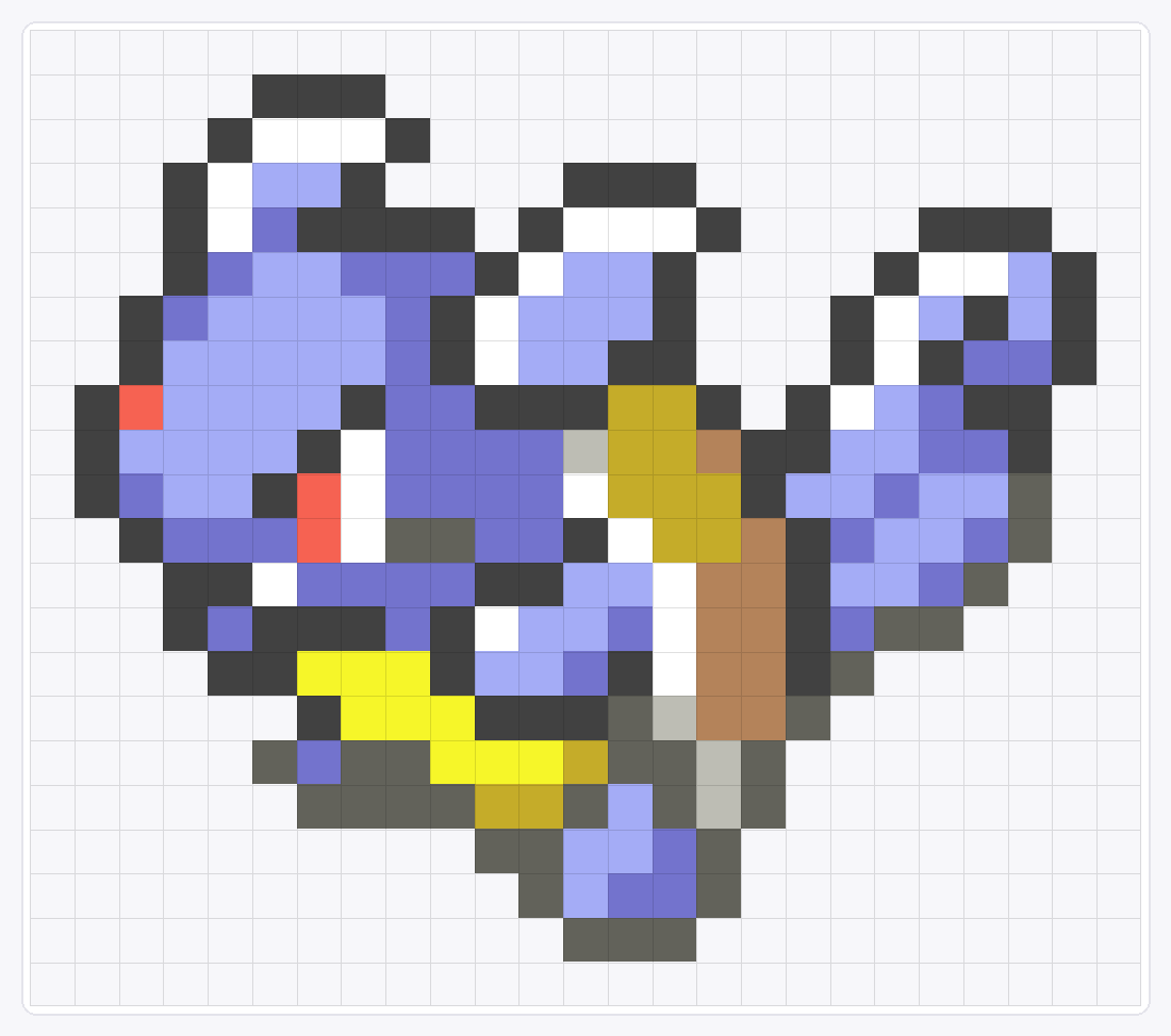 #008 Wartortle Icon — 22×25 loom bead pattern chart
