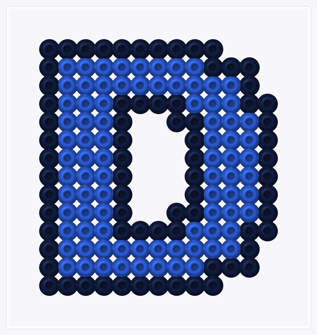 Letter D — Perler Bead Pattern — 16×15 perler bead pattern chart