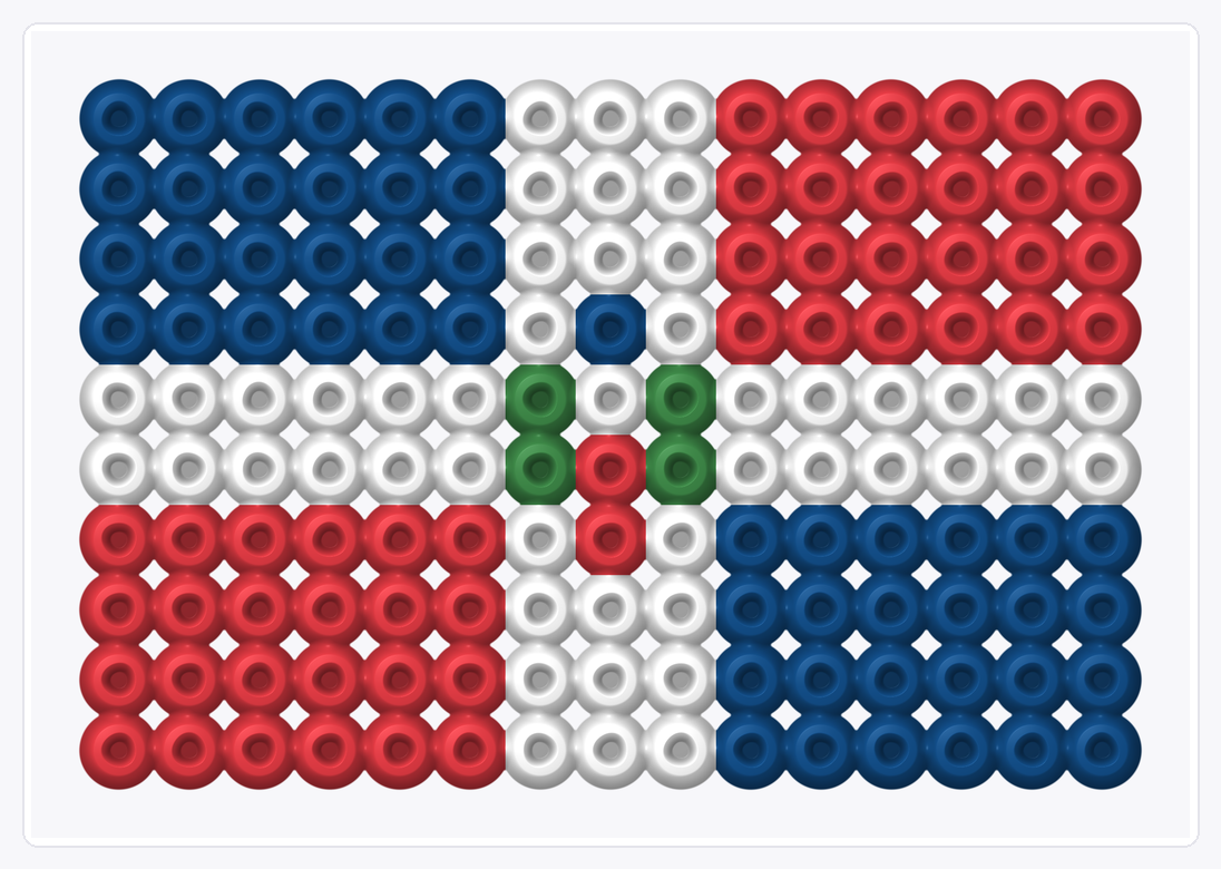Dominican Republic Mini Flag — Perler Bead Pattern — 10×15 perler bead pattern chart