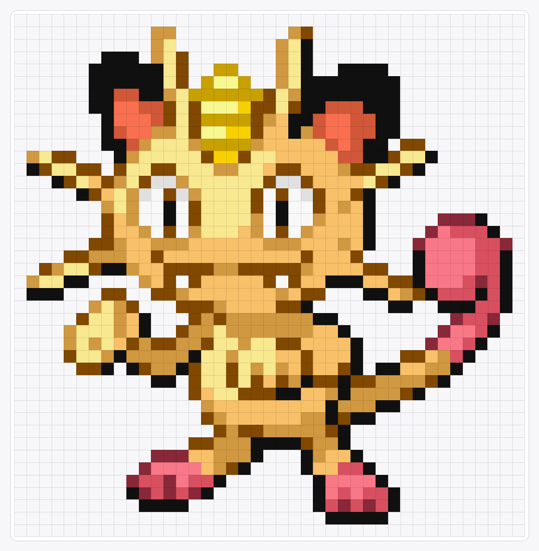 #052 Meowth Shiny — 42×41 loom bead pattern chart