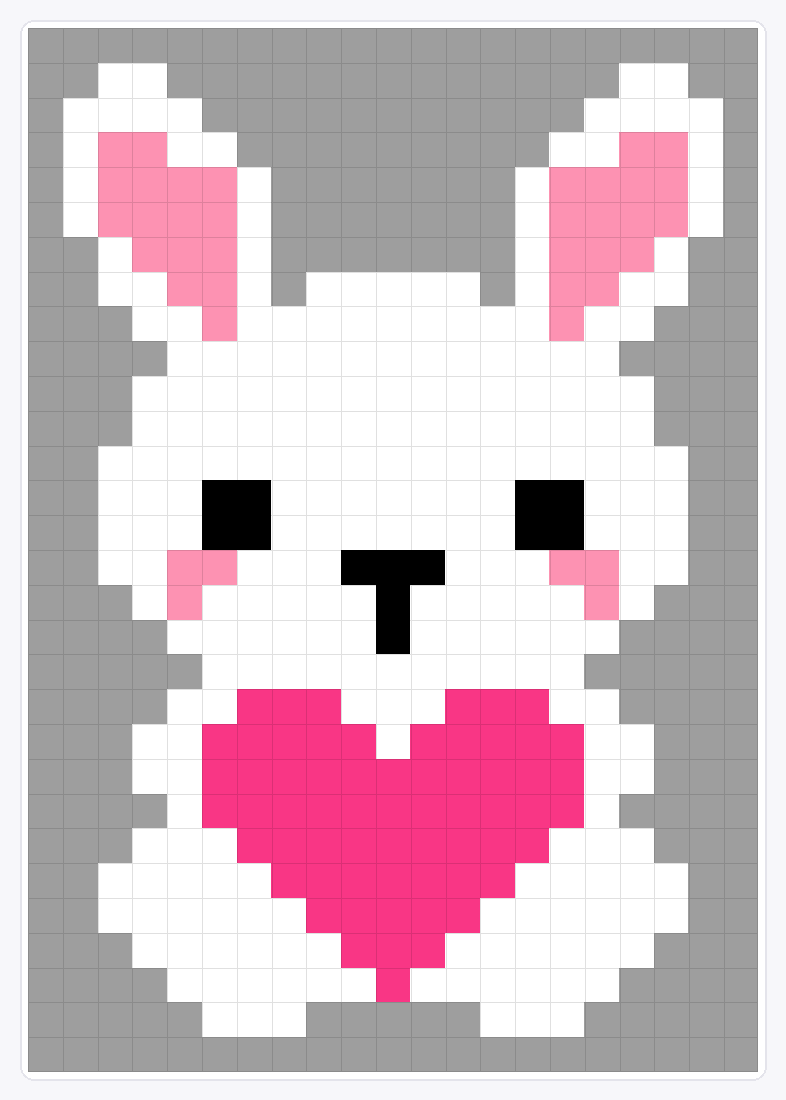 Bunny with Heart — 30×21 loom bead pattern chart