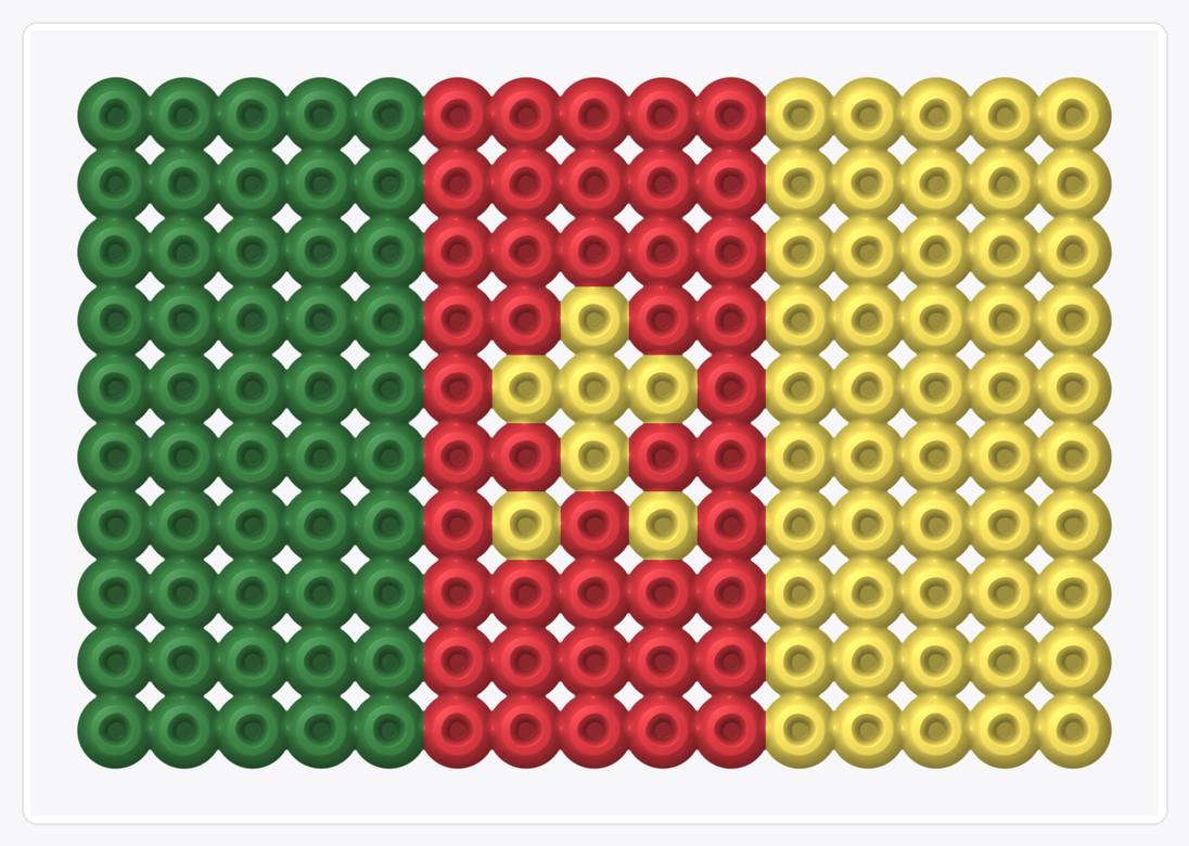 Cameroon Mini Flag — Perler Bead Pattern — 10×15 perler bead pattern chart