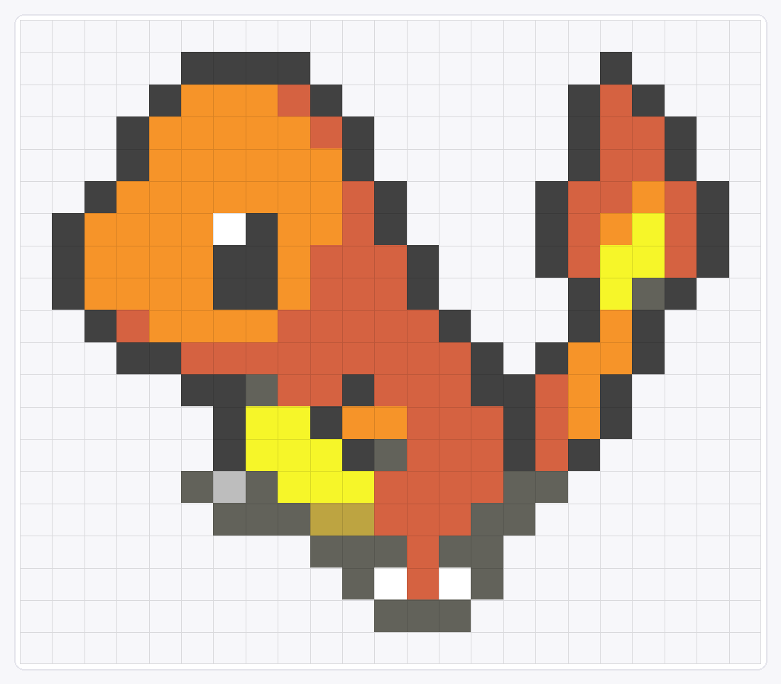 #004 Charmander Icon — 20×23 loom bead pattern chart