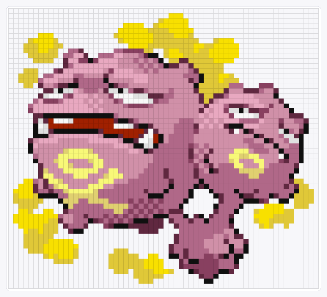#110 Weezing — 56×62 loom bead pattern chart