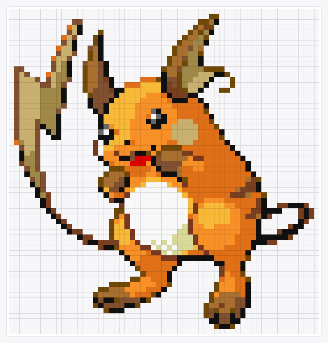 #026 Raichu Shiny — 62×59 loom bead pattern chart