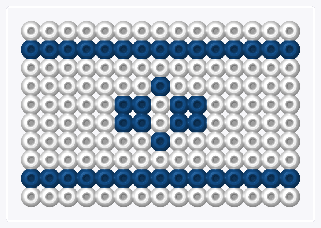 Israel Mini Flag — Perler Bead Pattern — 10×15 perler bead pattern chart