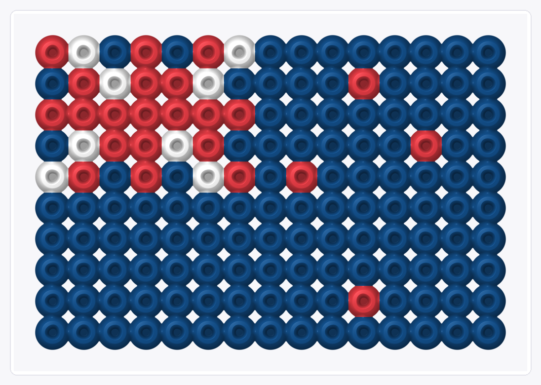 New Zealand Mini Flag — Perler Bead Pattern — 10×15 perler bead pattern chart
