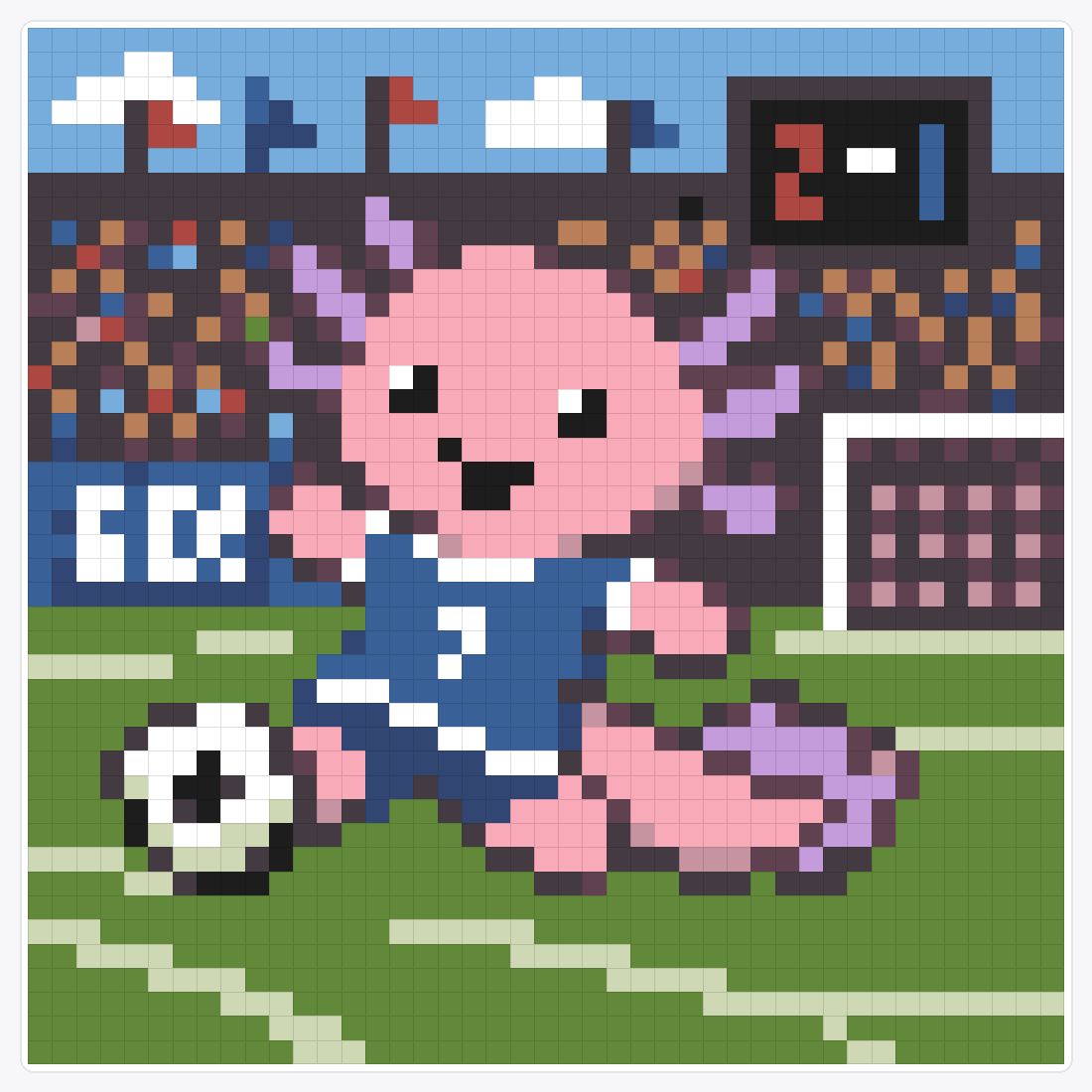 Soccer Axolotl — 43×43 loom bead pattern chart