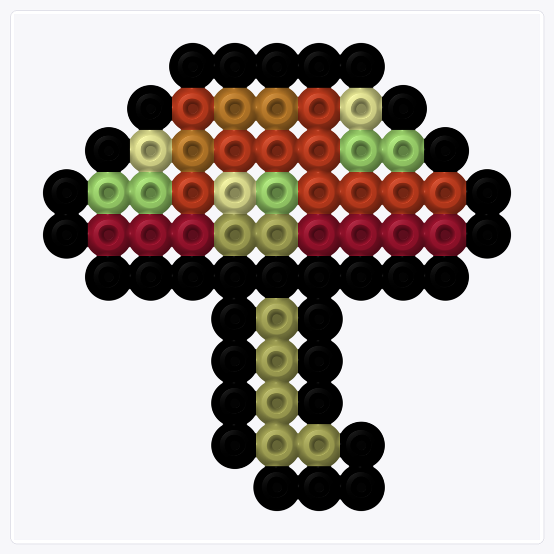 Red Mushroom — Perler Bead Pattern — 11×11 perler bead pattern chart