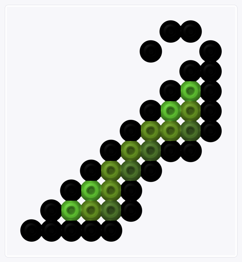 Green Bean — Perler Bead Pattern — 11×10 perler bead pattern chart