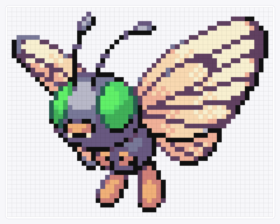 #012 Butterfree Shiny — 45×57 loom bead pattern chart