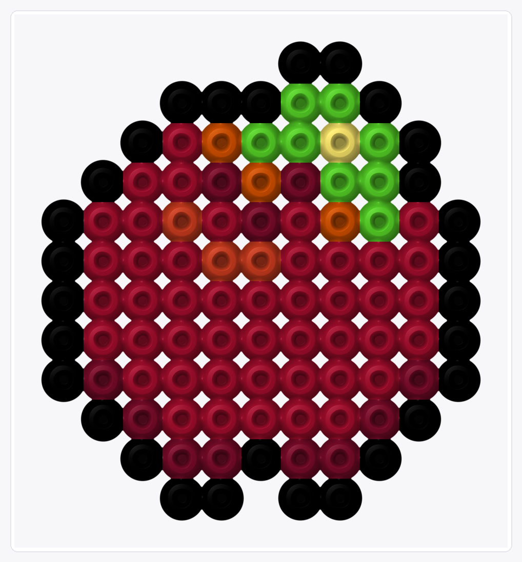 Kawaii Apple — Perler Bead Pattern — 12×11 perler bead pattern chart