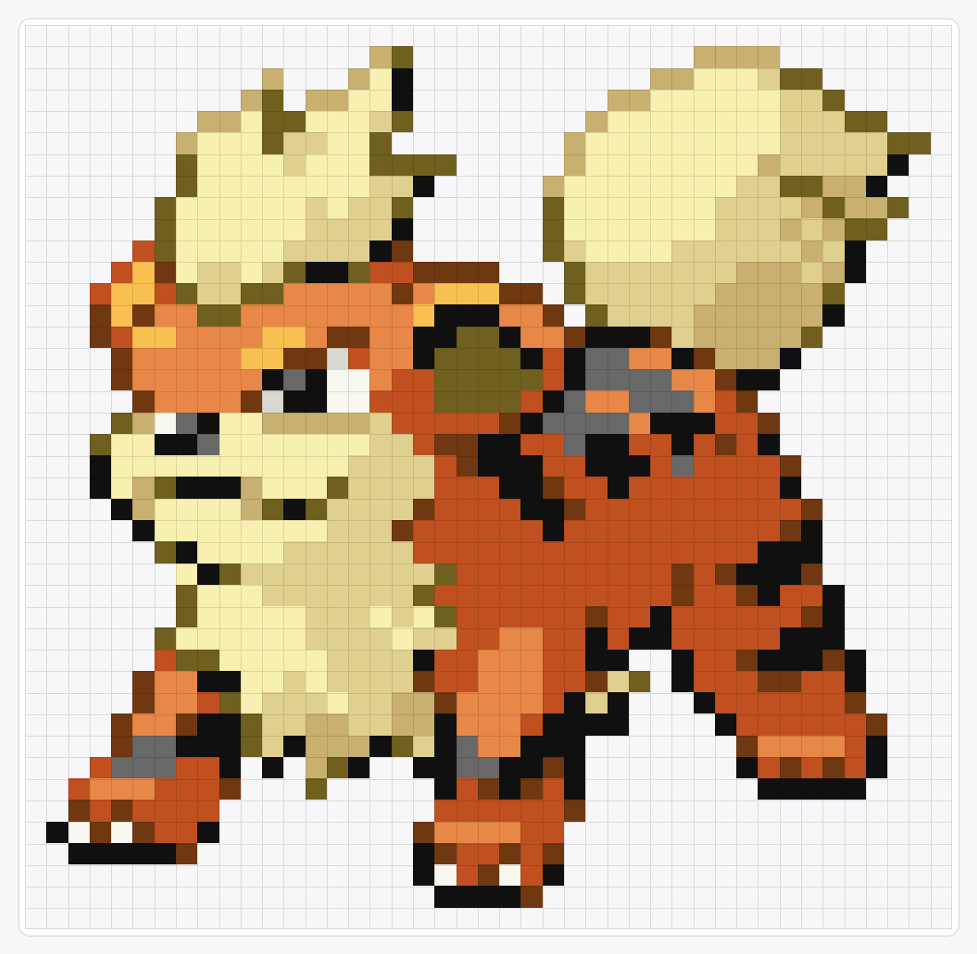 #058 Growlithe — 42×43 loom bead pattern chart