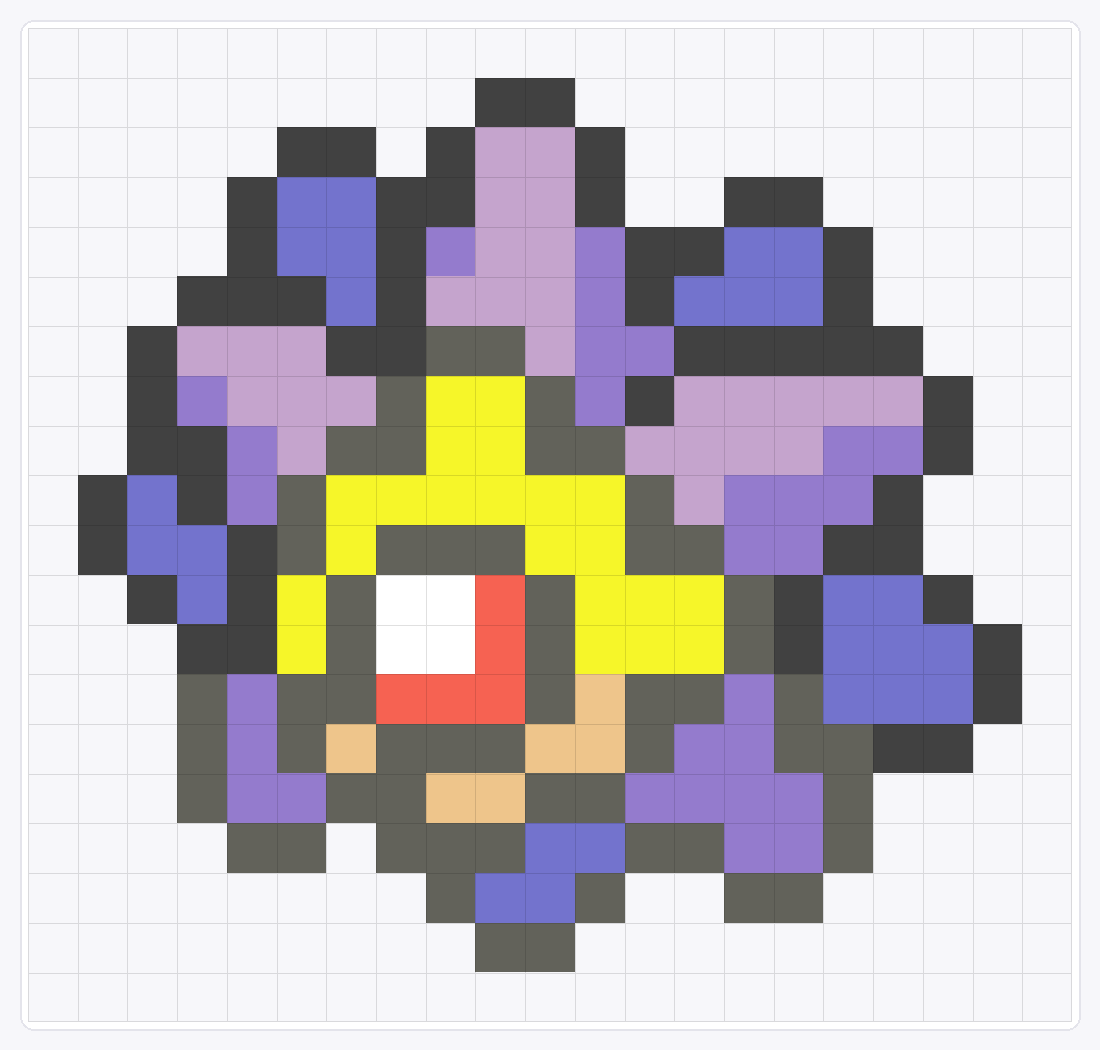 #121 Starmie Icon — 20×21 loom bead pattern chart