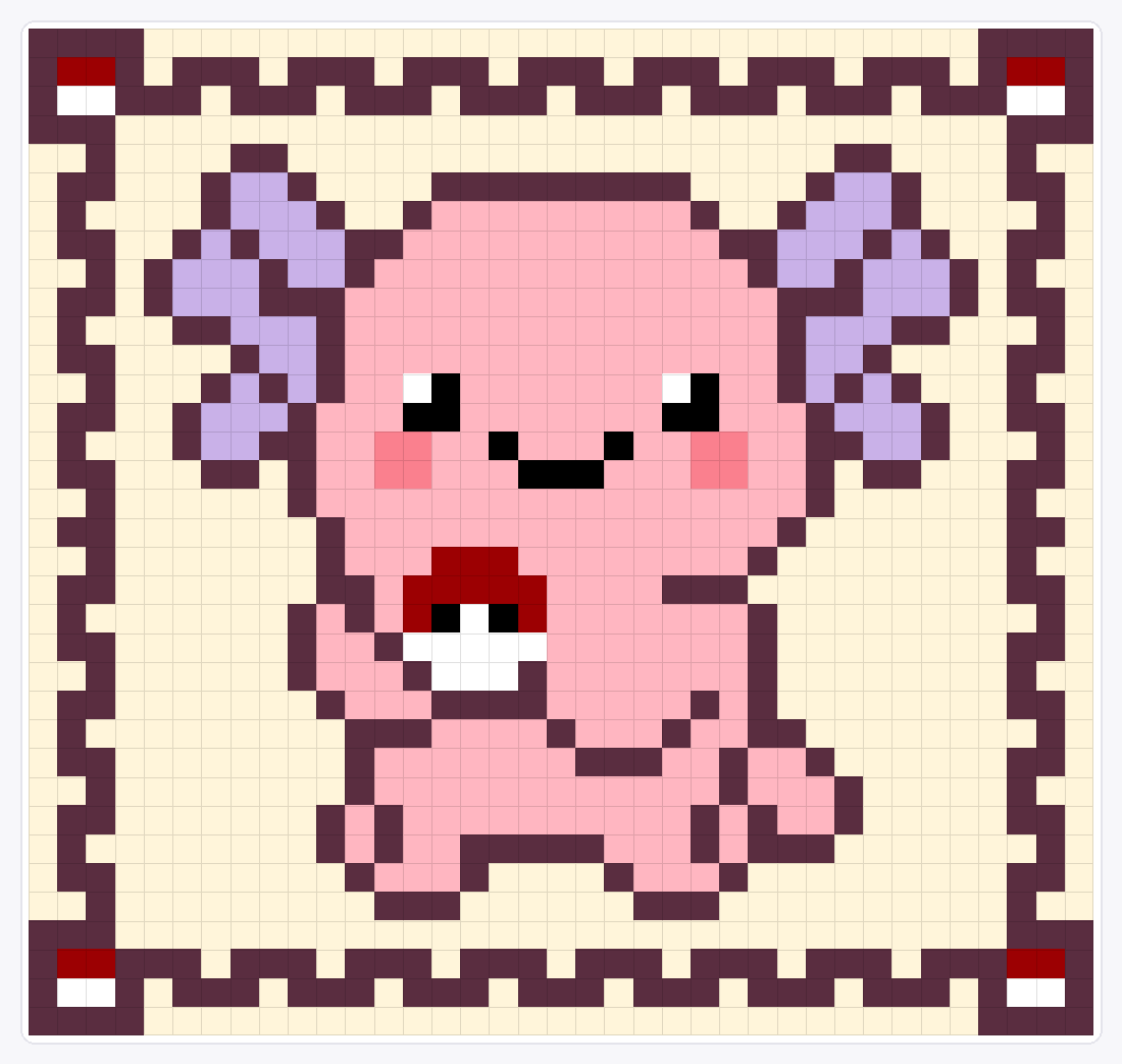 Cute Axolotl Fantasy Creature — 35×37 loom bead pattern chart