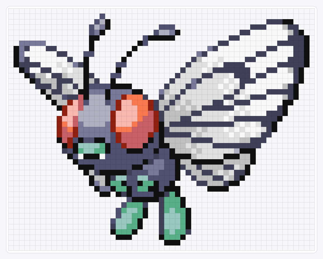 #012 Butterfree — 45×57 loom bead pattern chart