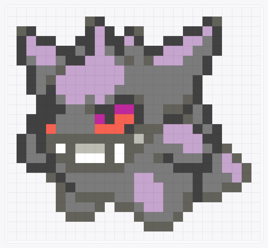 #094 Gengar Icon — 24×26 loom bead pattern chart