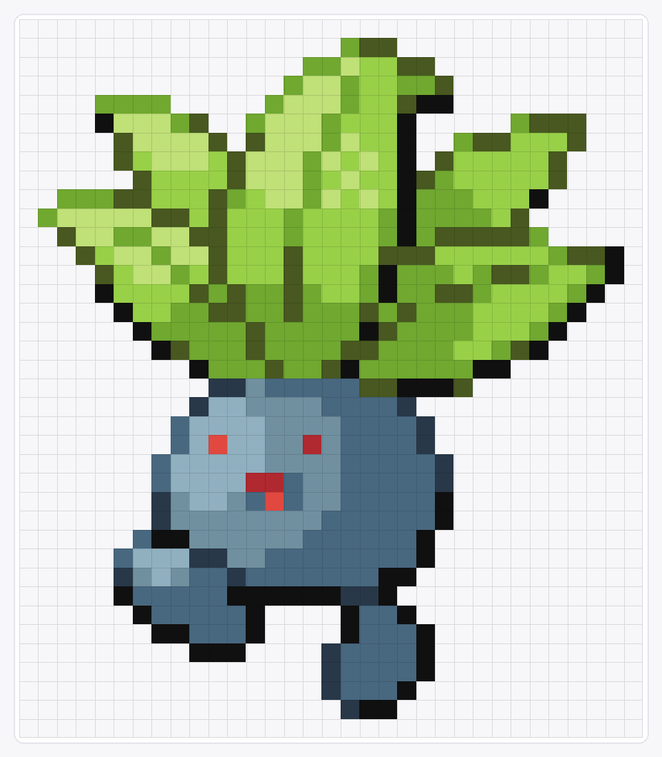 #043 Oddish — 38×33 loom bead pattern chart