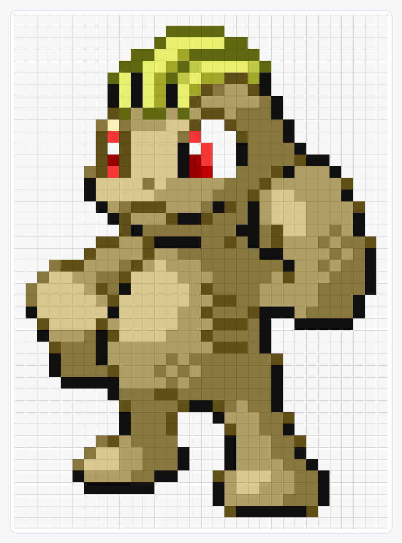 #066 Machop Shiny — 44×32 loom bead pattern chart