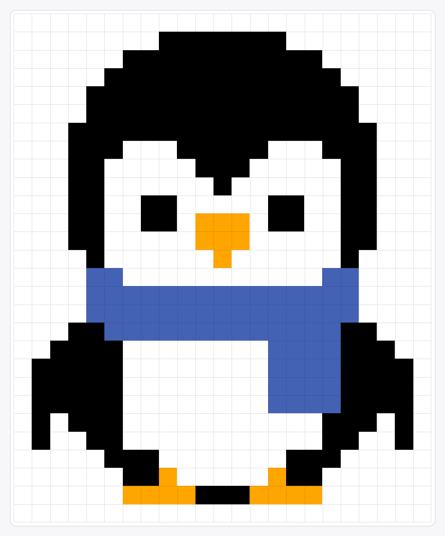 Penguin — 28×23 loom bead pattern chart