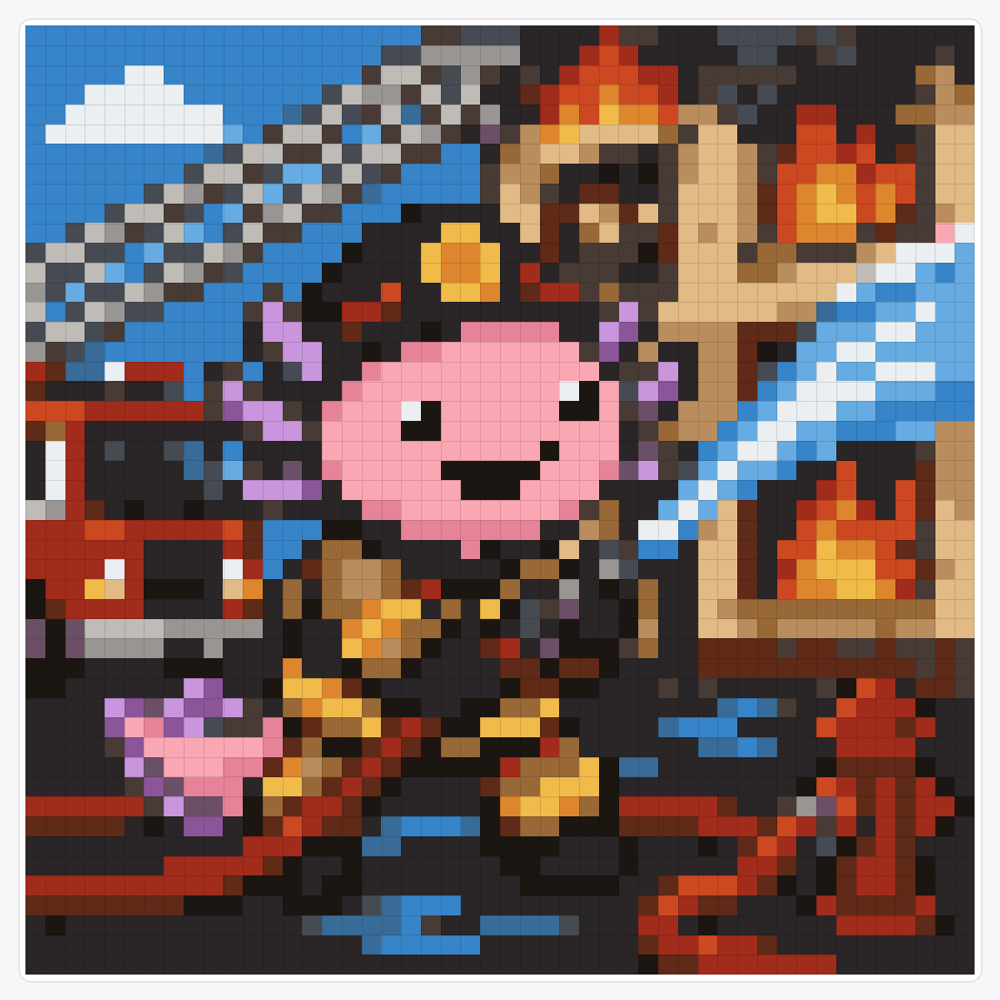 Axolotl Firefighter — 48×48 loom bead pattern chart
