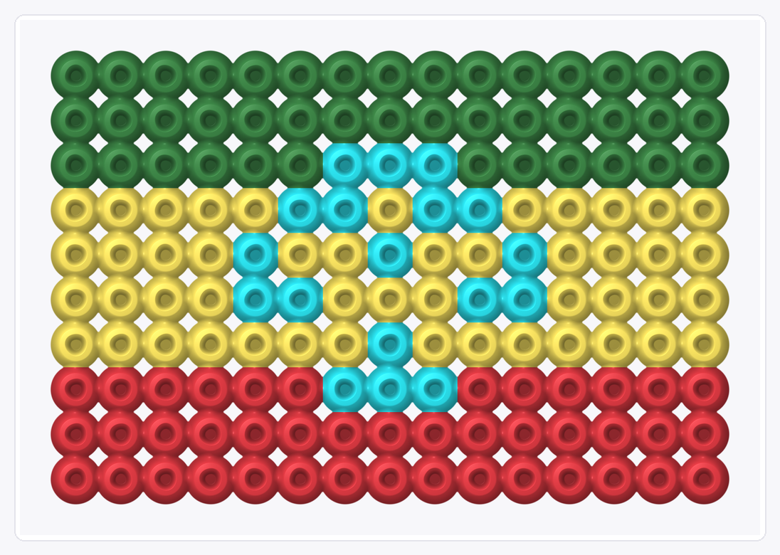 Ethiopia Mini Flag — Perler Bead Pattern — 10×15 perler bead pattern chart