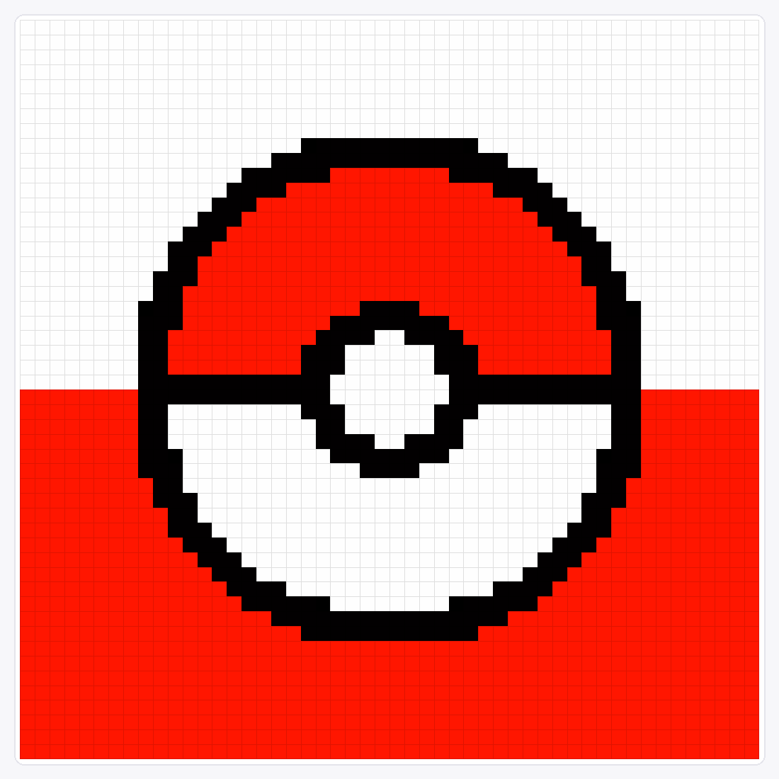Pokeball — 50×50 loom bead pattern chart
