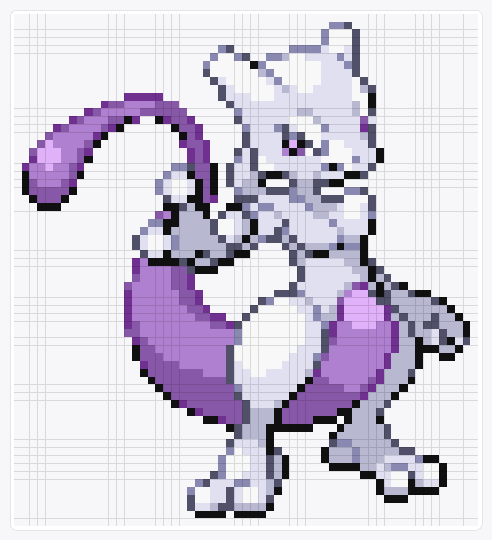 #150 Mewtwo — 65×59 loom bead pattern chart