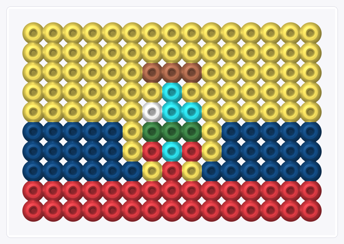 Ecuador Mini Flag — Perler Bead Pattern — 10×15 perler bead pattern chart