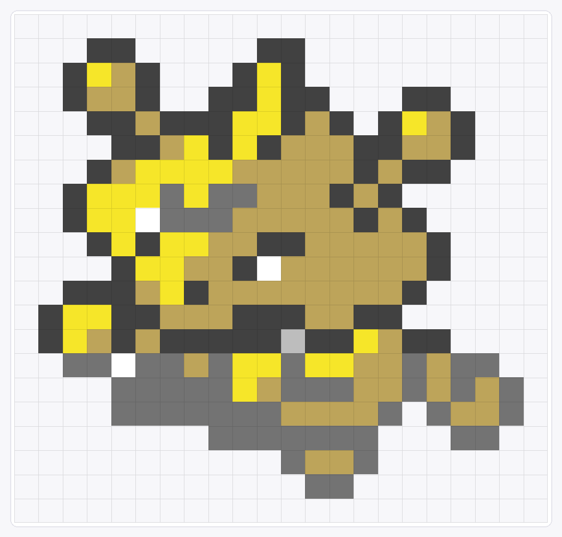 #125 Electabuzz Icon — 21×22 loom bead pattern chart