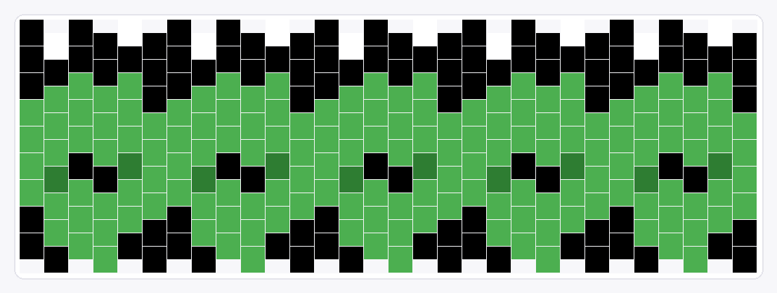 Frog Cuff — Kandi Cuff Pattern — 9×30 peyote bead pattern chart