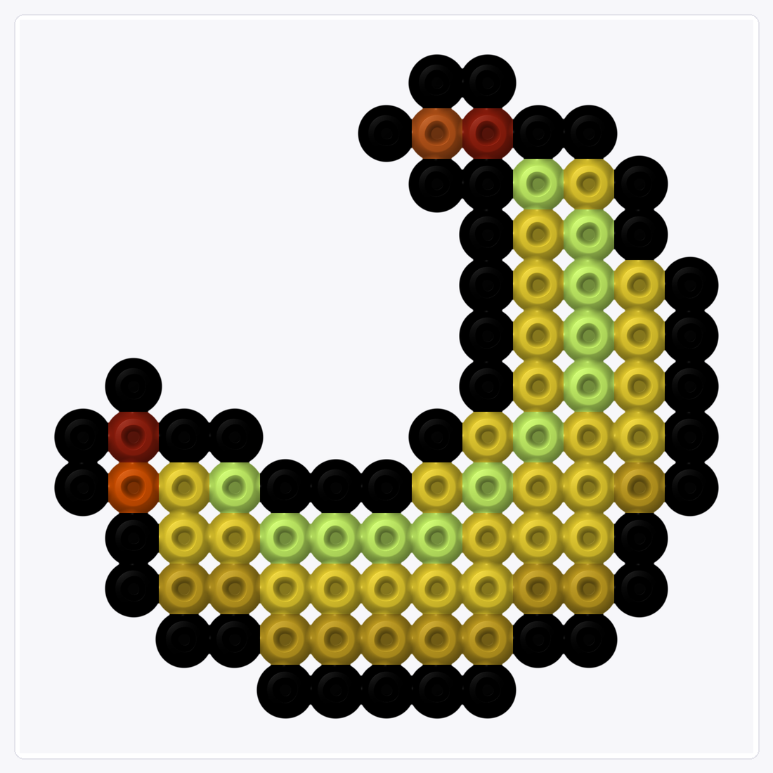 Kawaii Banana — Perler Bead Pattern — 13×13 perler bead pattern chart