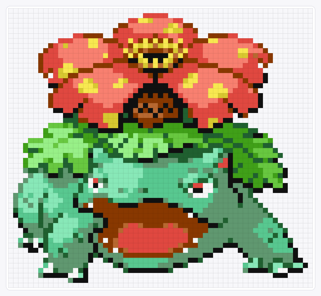 #003 Venusaur — 56×61 loom bead pattern chart