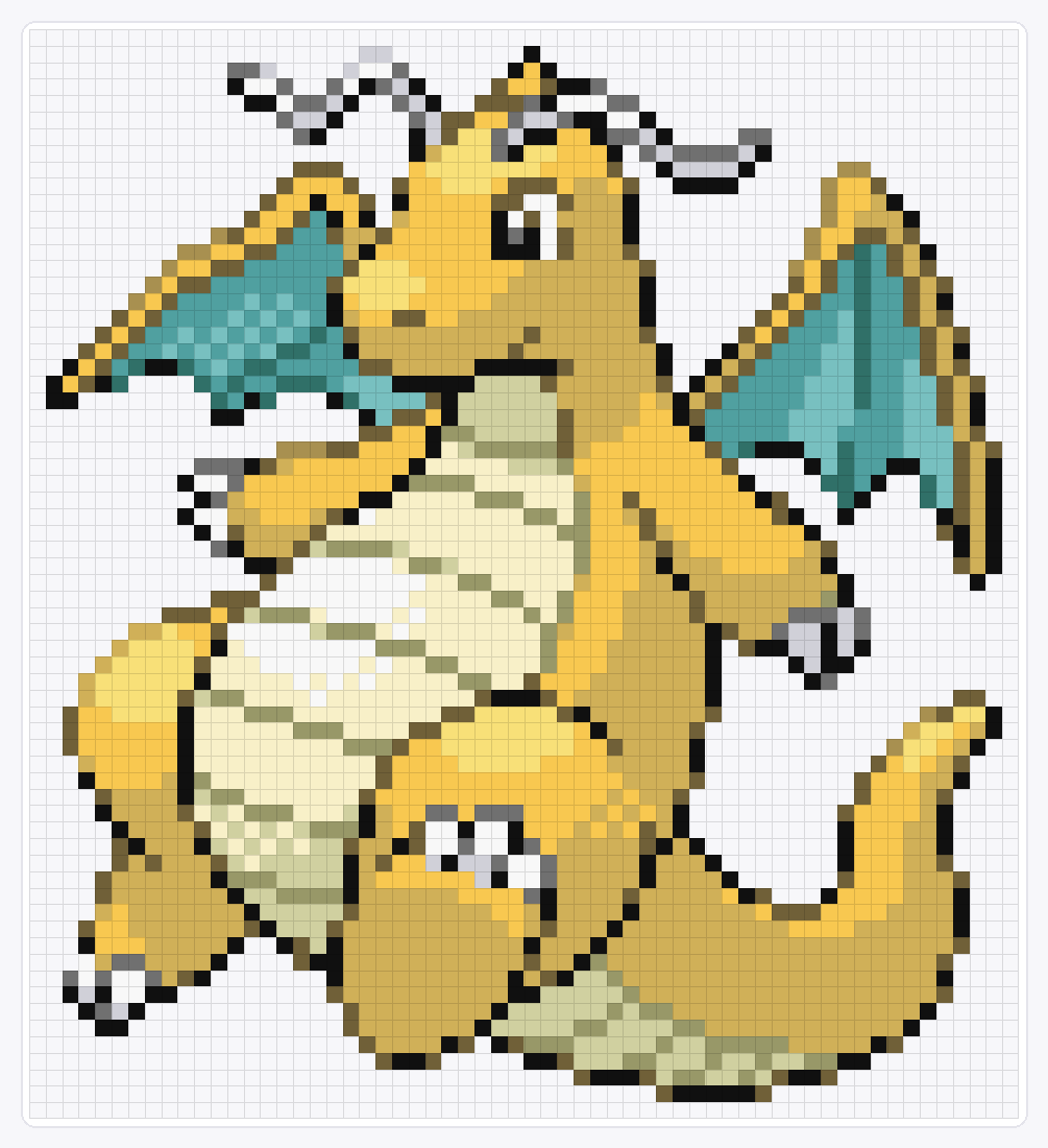 #149 Dragonite — 66×60 loom bead pattern chart