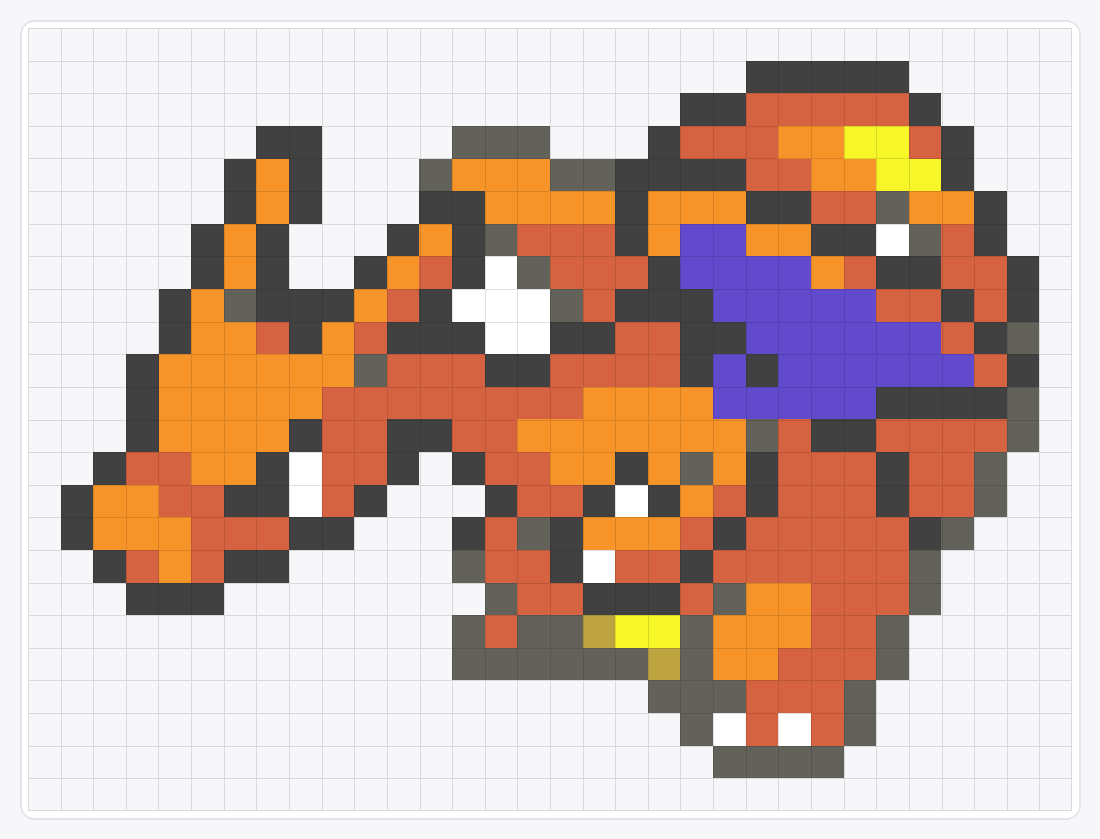 #006 Charizard Icon — 24×32 loom bead pattern chart