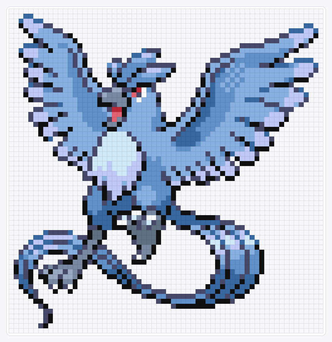 #144 Articuno — 66×64 loom bead pattern chart