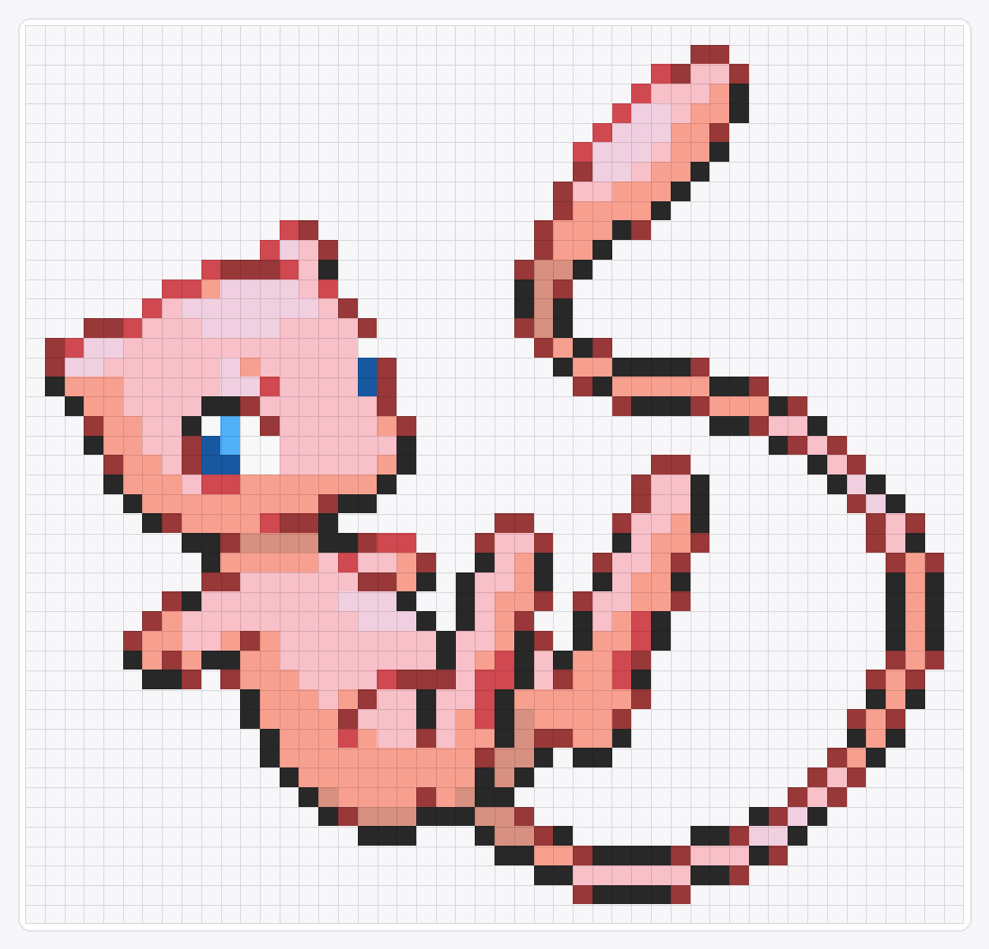 #151 Mew — 46×48 loom bead pattern chart