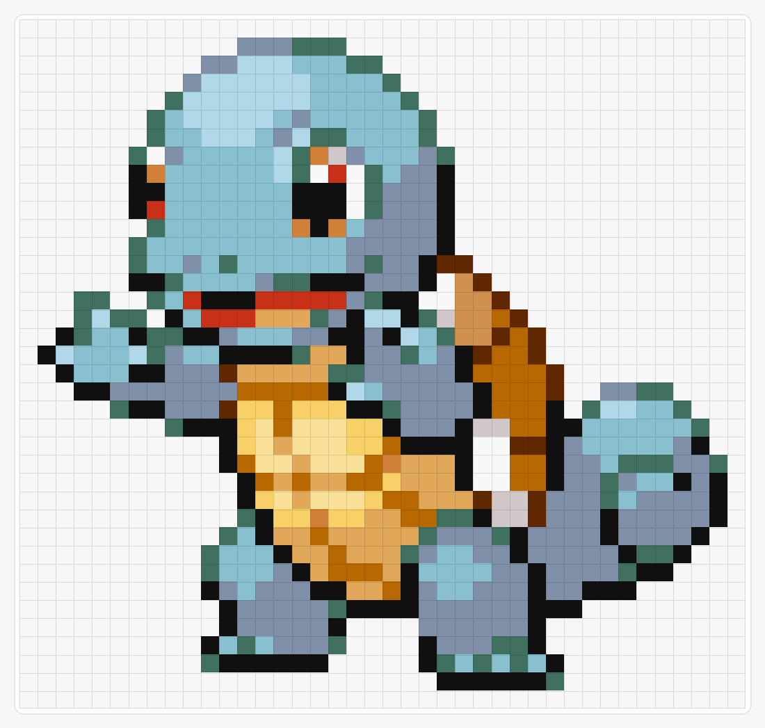 #007 Squirtle — 38×40 loom bead pattern chart