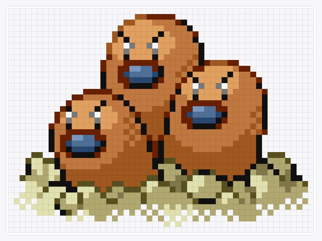 #051 Dugtrio Shiny — 39×53 loom bead pattern chart
