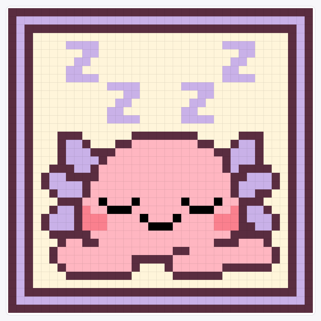 Kawaii Axolotl Sleeping — 37×37 loom bead pattern chart
