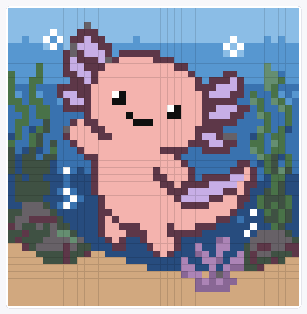 Cute Ocean Axolotl — 43×42 loom bead pattern chart