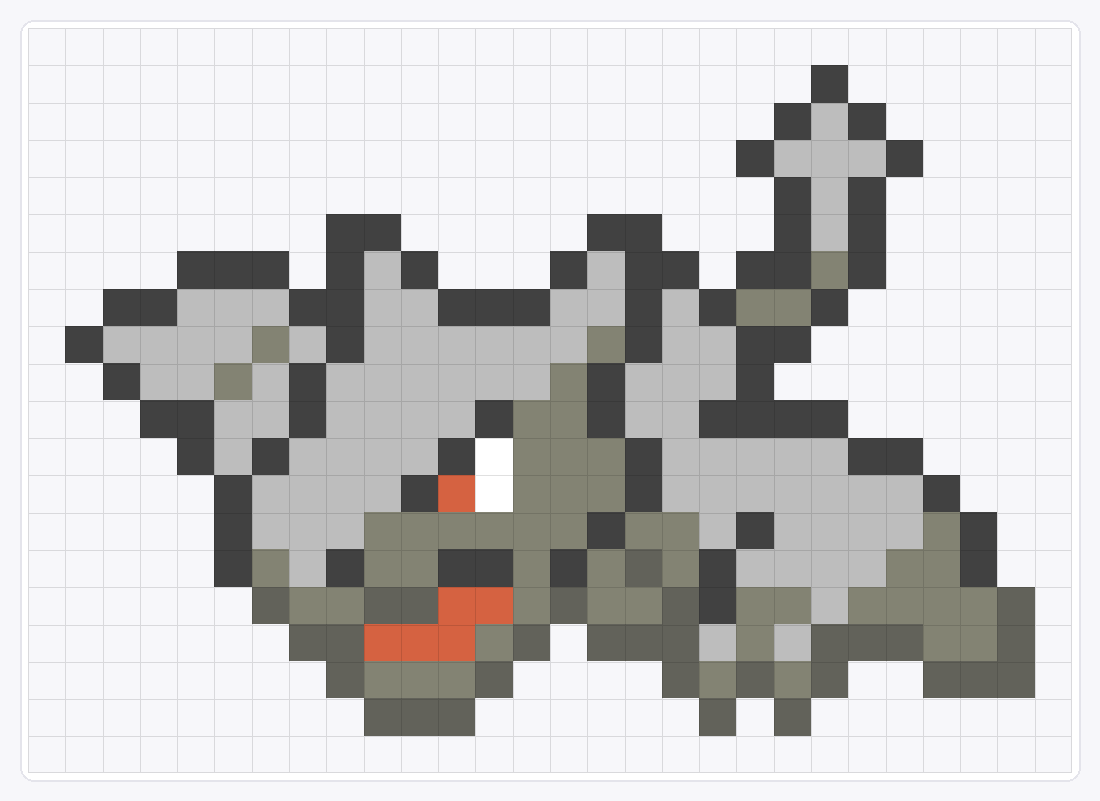#142 Aerodactyl Icon — 20×28 loom bead pattern chart