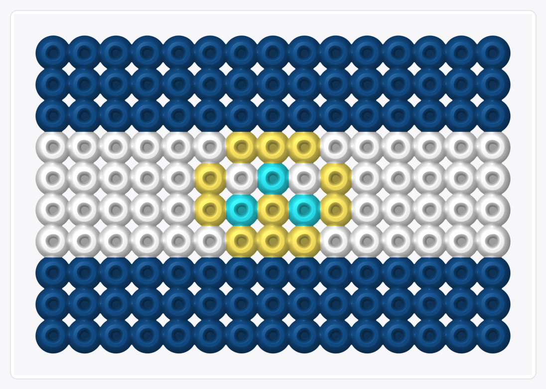 Nicaragua Mini Flag — Perler Bead Pattern — 10×15 perler bead pattern chart