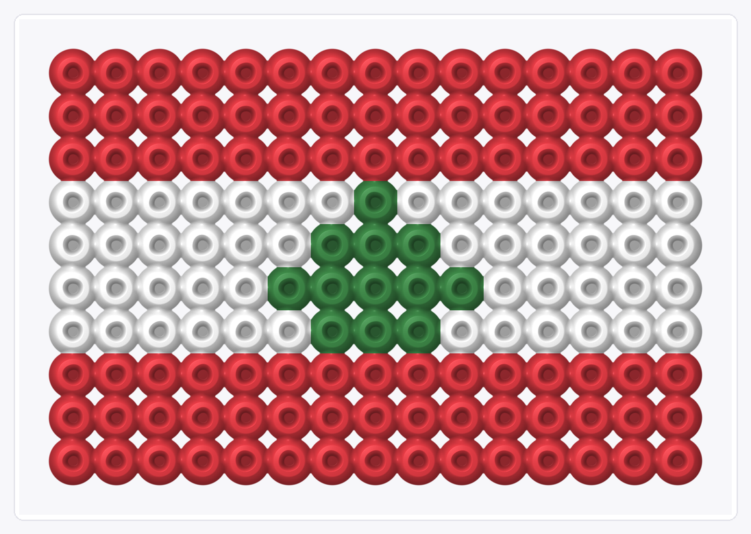 Lebanon Mini Flag — Perler Bead Pattern — 10×15 perler bead pattern chart