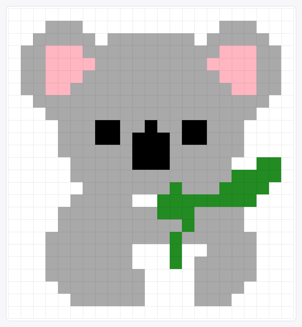 Koala with Leaf — 25×23 loom bead pattern chart